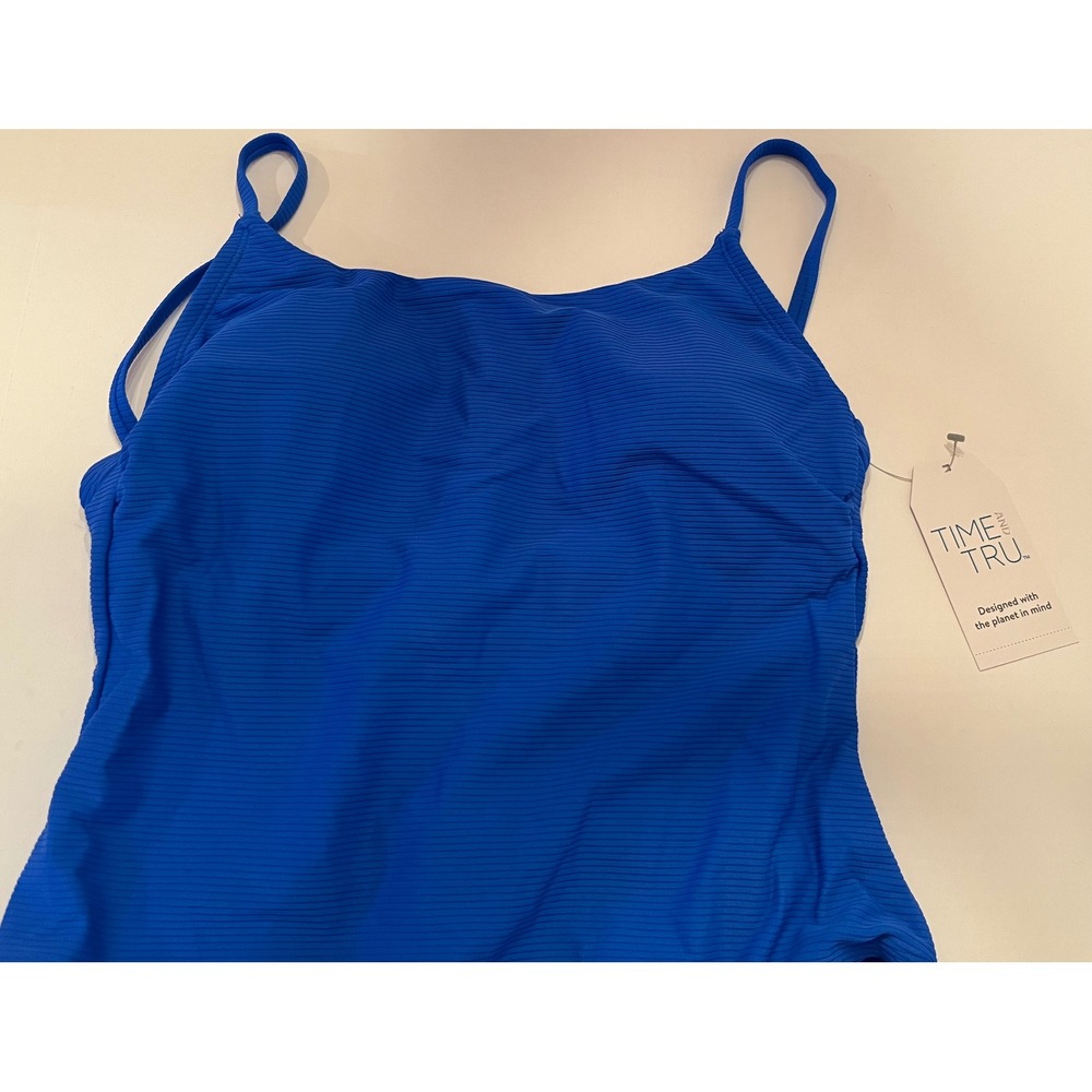 Time & True Woman's Cobalt Blue One Piece Swimsuit Size Medium‎ 8-10 - Picture 3 of 6